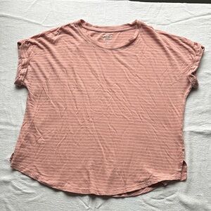 Casual Striped Pink Short Sleeve Tee